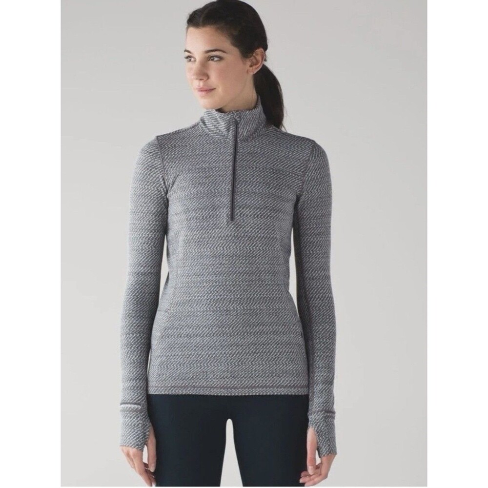 Lululemon Outrun 1/2 Zip Rulu Pullover Hazy Heather Gray Size 10